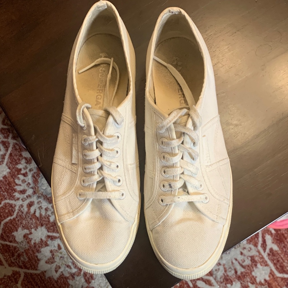 Superga Women's Off-White Canvas Sneakers 9.5